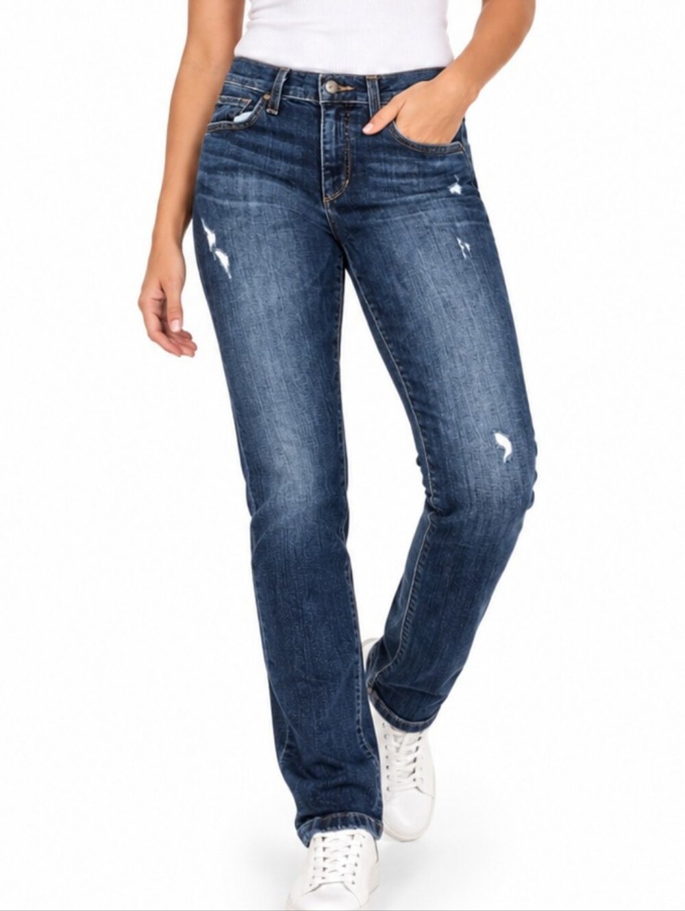 Joe’s Jeans Gia Women’s 26 Easy Slim Distressed Dark Wash Blue Jeans 32” Inseam